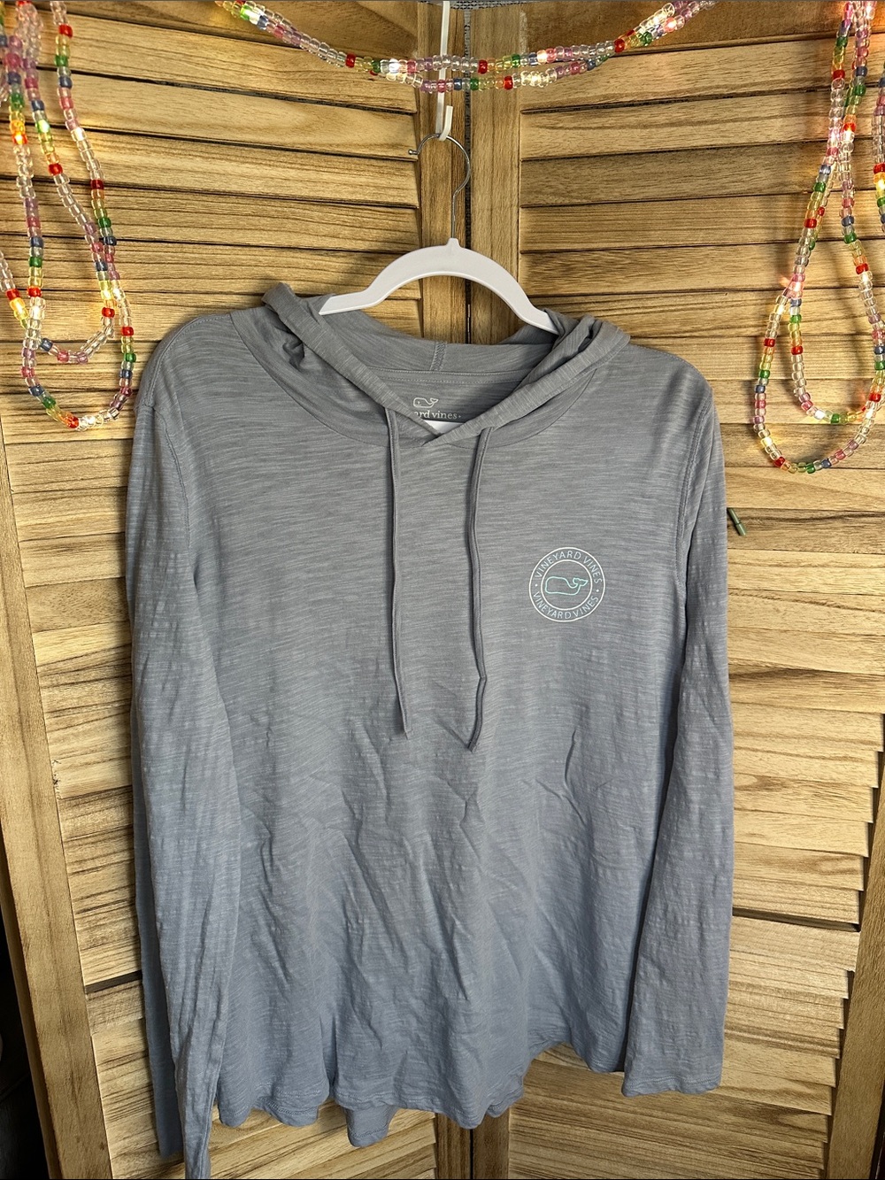 Vineyard Vines Gray Lightweight Hooded Long-Sleeve Pullover